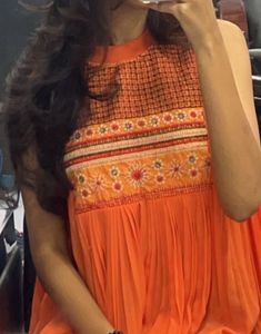 Round Neck Embroidered Flowy Top