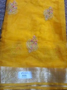 Yellow 💛 Organza Saree