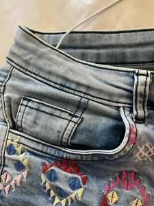 Embroidered Denim Shorts