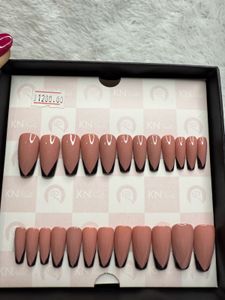 Black French Nude Press On Nails