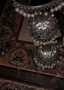 Silver Jhumka Earrings with Pearls