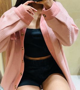 Women SHEIN Pink Overcoat