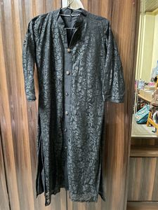 Clearance Sale Black Self Design Net Kurti