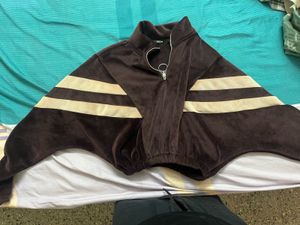 Brown Striped Quarter Zip Sweatshirt
