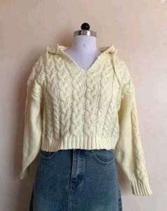 Cream Knit Hoodie