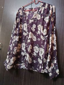 Purple ROSE Print Shirt