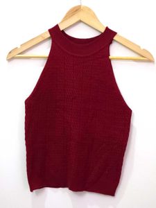 Red Knit Halter Top