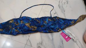 Floral Bikini Top - Blue &amp; Leopard Print