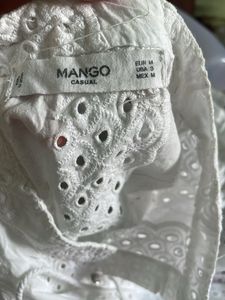 Mango White Eyelet Blouse