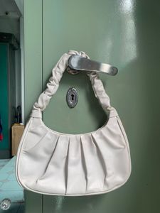 White Ruched Shoulder Bag