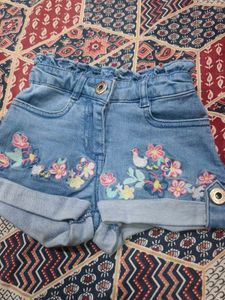 Embroidery Denim Frndz Shorts