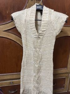 Cream Knit Mini Sweater Dress
