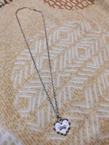 White Heart Bow Pendant