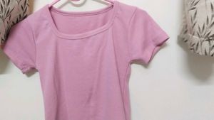 Pink Square Neck T-Shirt