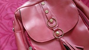 Burgundy Faux Leather Backpack Clg Bag