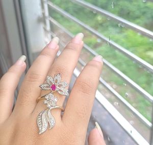 Gold Plated American Diamond Studded Finger Ring