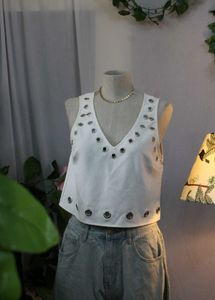 Forever 21 White Eyelet Crop Top