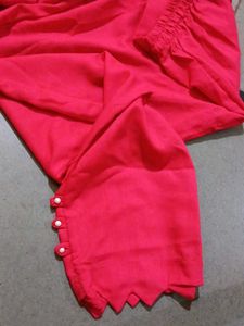 Simple Red Drees With Pant N Dupatta