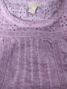 Pink Eyelet Peplum Top