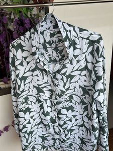 Leaf Print Button-Down Shirt