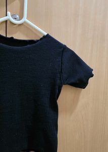 Ruffled Black Crop Top