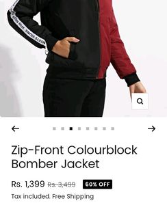 Y2k Zip Front Colour Block Bomber Jacket