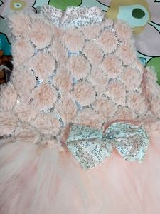 Peach Colour Beautiful Dress  For 1 Year Kiddo