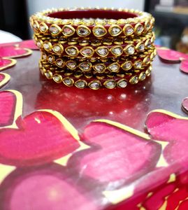 Maroon & Golden Bangles, Brand New, Rajwara Style!