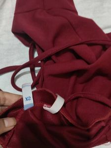 Combo- Burgundy &amp; Pink Ribbed Tee Set