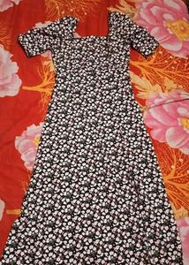 Floral White &amp;black Pretty Dress