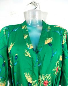 Green With Cream Floral Maxi Dresses (Women&#39;s)