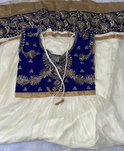 White and blue Net Dress