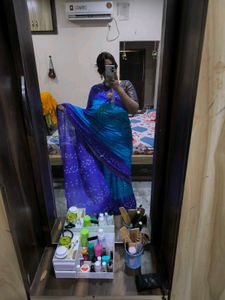 Rajasthani Tie Die Saree And Banarasi Blouse Combo