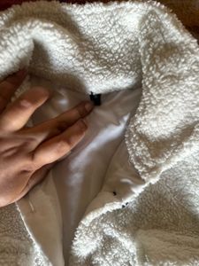 White Teddy Bear Crop Jacket