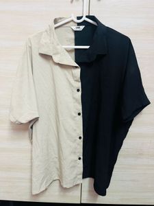 Black & Beige Oversized Shirt