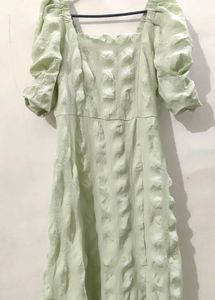 Mint Green Puff Sleeve Dress