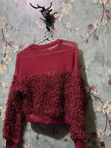 Burgundy Textured Crop Top