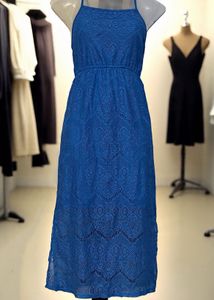 Pintrest Chochet Blue Lace Midi Dress