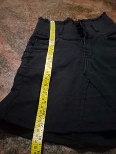 Black High-Waisted Denim Mini Skirt