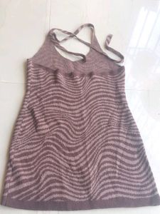 H&amp;M Brown Wave Knit Mini Dress