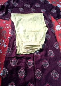 Gloden Printed Maroon Kurta & Golden Palazzo Pant