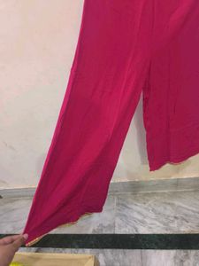 Pink Palazzo Pants with Gold Detail