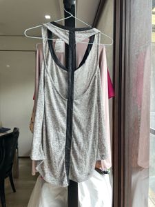Gray Tank Top with Pocket Detail