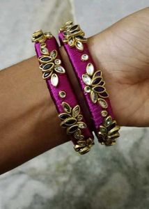 Hand Made Silk Thread Kundhan Bangles