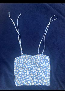 Blue Tie Up Top/ Corset