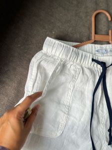 New White Linen Jogger Pant For Summer