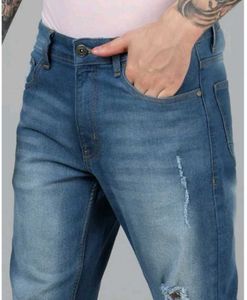 Ripped Blue Denim Jeans torn pant model style dist