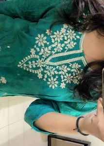 Green Embroidered Kurta