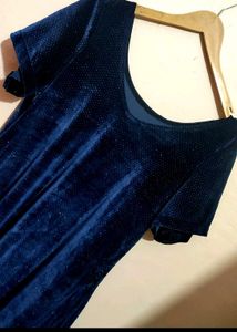 Sea🌊Blue Velvet Suit Salwar &amp; Dupatta For 42 Bust