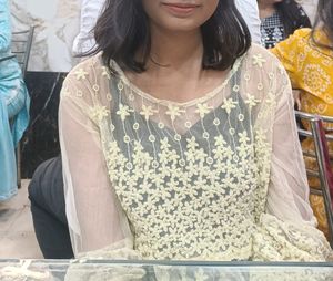Sheer Net Kurta( Lemon Yellow Color)